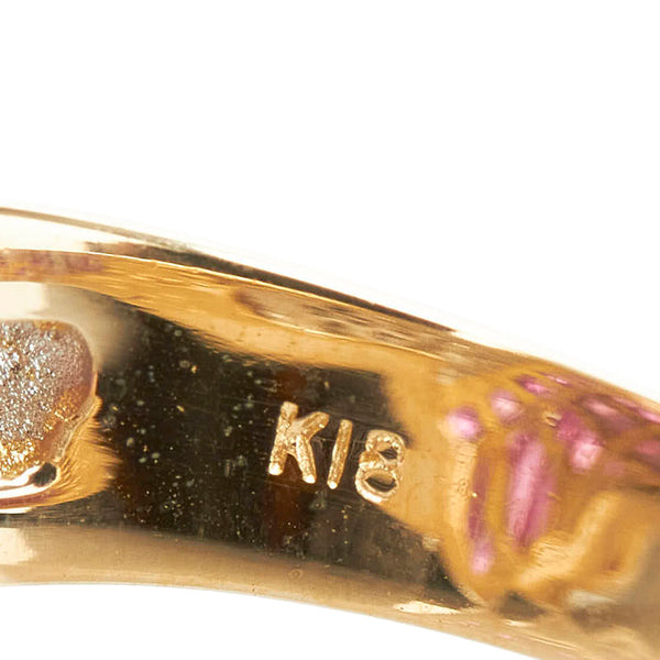 K18YG イエローゴールド ルビー1.82ct ダイヤ0.41ct スワン 白鳥 リング 指輪 レディース 11号 【中古】