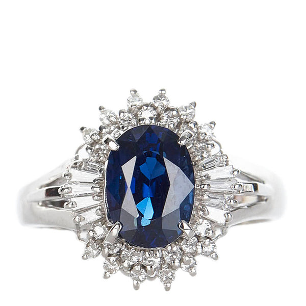 Pt900 プラチナ サファイア2.37ct ダイヤ0.31ct リング 指輪 レディース 10.5号 【中古】