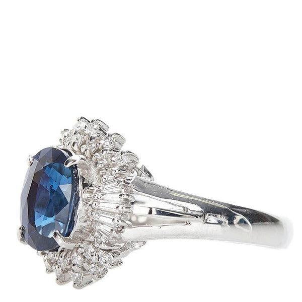 Pt900 プラチナ サファイア2.37ct ダイヤ0.31ct リング 指輪 レディース 10.5号 【中古】