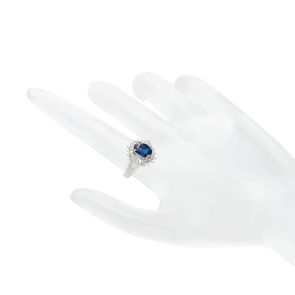 Pt900 プラチナ サファイア2.37ct ダイヤ0.31ct リング 指輪 レディース 10.5号 【中古】