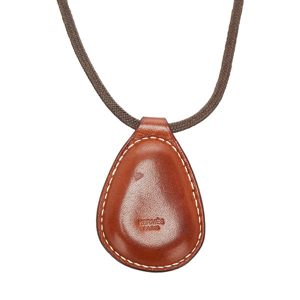 エルメス ネックレス ブラウン レザー レディース HERMES 【中古】