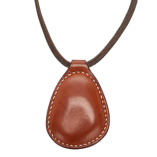 エルメス ネックレス ブラウン レザー レディース HERMES 【中古】