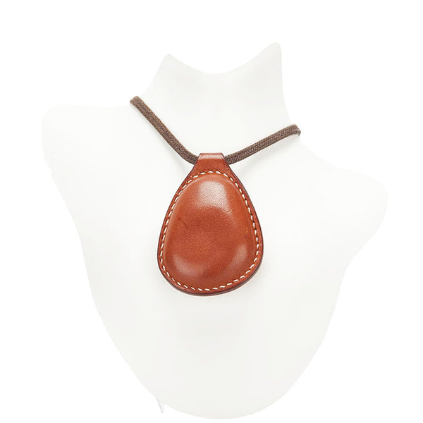 エルメス ネックレス ブラウン レザー レディース HERMES 【中古】