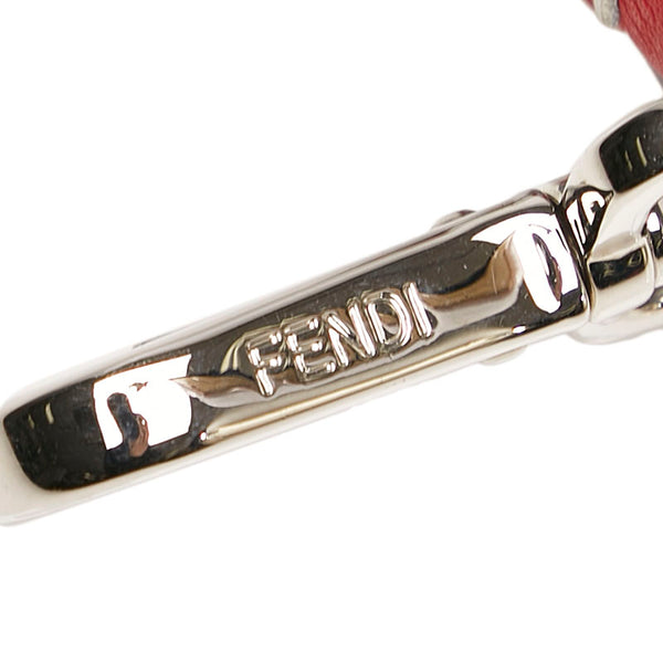 フェンディ ストラップユー フラワー スタッズ ショルダーストラップ レッド グレー レザー レディース FENDI 【中古】