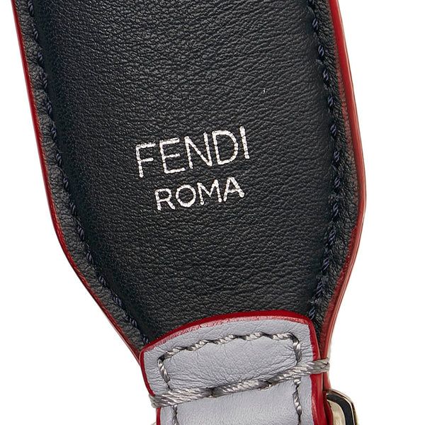 フェンディ ストラップユー フラワー スタッズ ショルダーストラップ レッド グレー レザー レディース FENDI 【中古】