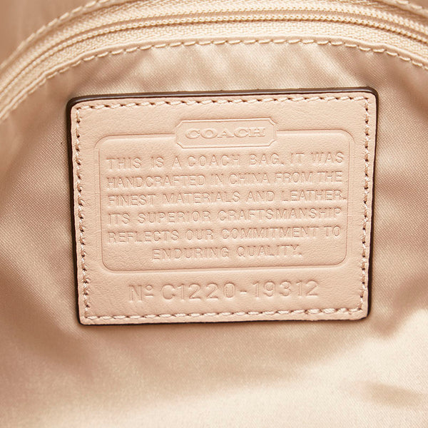 コーチ クリスティン ウーブン ラウンド サッチェル ハンドバッグ ショルダーバッグ 2WAY 19312 ピンクベージュ レザー レディース COACH 【中古】