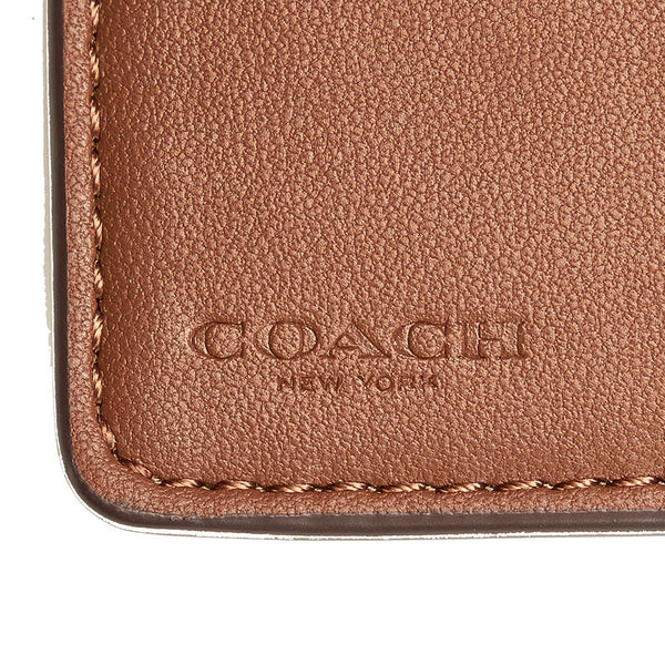 コーチ シグネチャー 二つ折り財布 コンパクトウォレット ベージュ ブラウン PVC レザー レディース COACH 【中古】