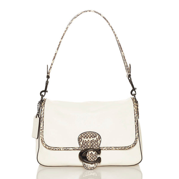 コーチ タビー ハンドバッグ ショルダーバッグ 2WAY C5263 アイボリー レザー スネークスキン レディース COACH 【中古】