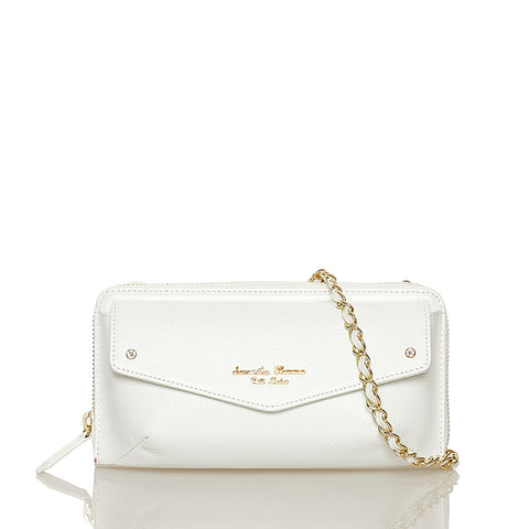 サマンサタバサ プチチョイス Avi アヴィ チェーン ショルダー 長財布 ミニショルダーバッグ ホワイト レザー レディース Samantha Thavasa 【中古】