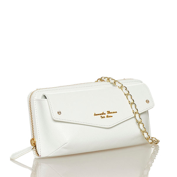 サマンサタバサ プチチョイス Avi アヴィ チェーン ショルダー 長財布 ミニショルダーバッグ ホワイト レザー レディース Samantha Thavasa 【中古】