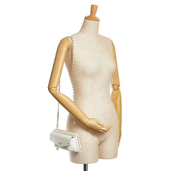 サマンサタバサ プチチョイス Avi アヴィ チェーン ショルダー 長財布 ミニショルダーバッグ ホワイト レザー レディース Samantha Thavasa 【中古】