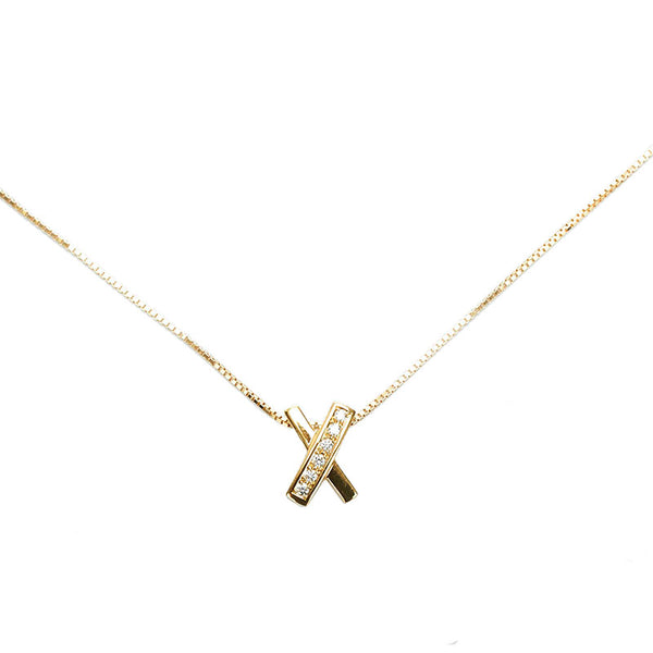 タサキ K18YG イエローゴールド ダイヤ0.04ct ネックレス レディース TASAKI 【中古】