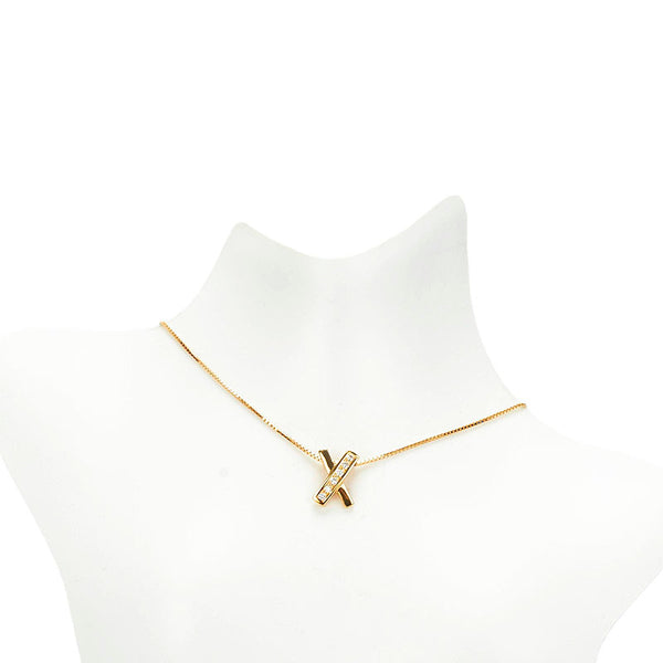タサキ K18YG イエローゴールド ダイヤ0.04ct ネックレス レディース TASAKI 【中古】