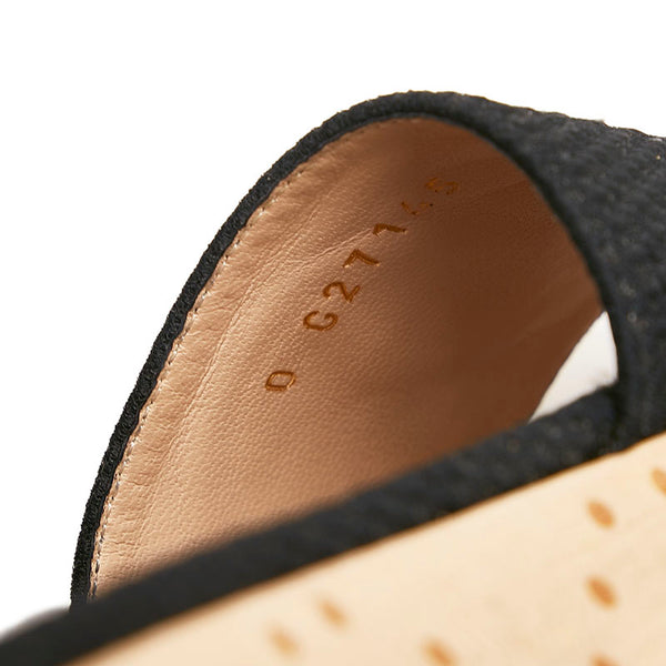 シャネル ココマーク ウッドソール サンダル G27145 ブラック ホワイト レザー キャンバス レディース CHANEL 【中古】