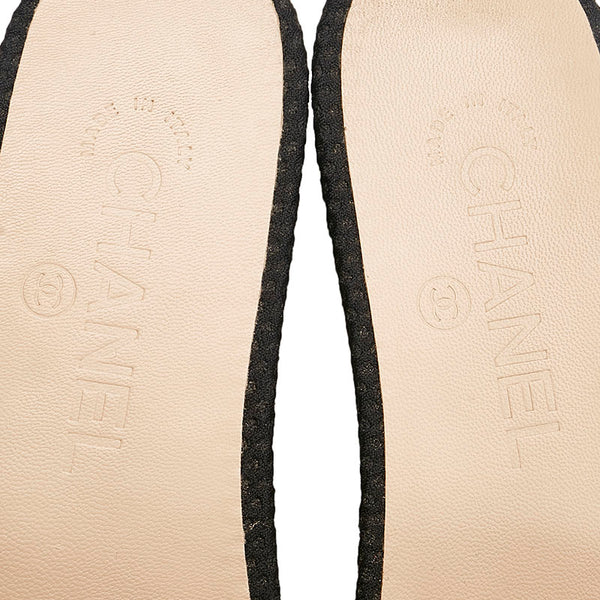 シャネル ココマーク ウッドソール サンダル G27145 ブラック ホワイト レザー キャンバス レディース CHANEL 【中古】