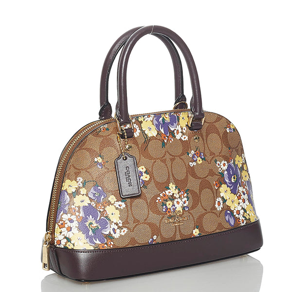 コーチ シグネチャー 花柄 ハンドバッグ ショルダーバッグ 2WAY F31968 ブラウン PVC レザー レディース COACH 【中古】