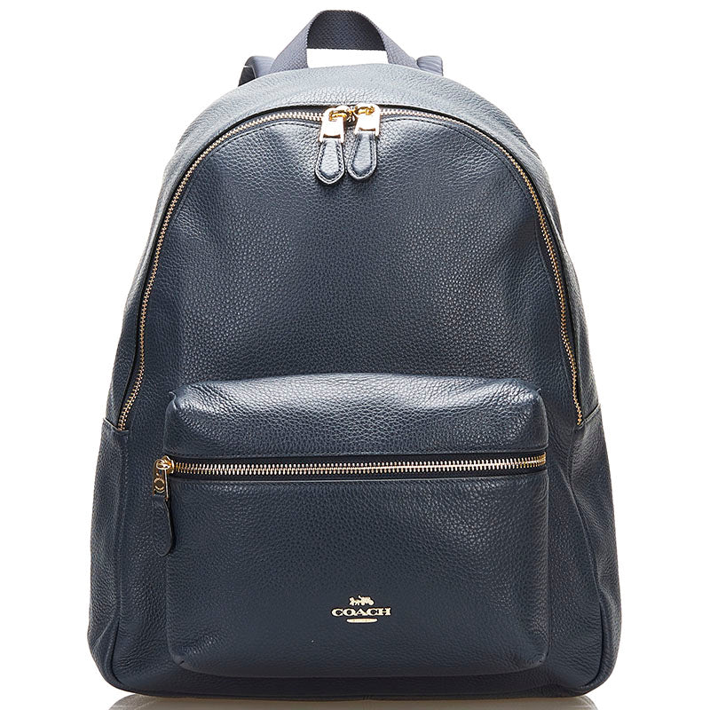 コーチ リュック バックパック ネイビー レザー レディース COACH 【中古】