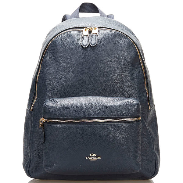 コーチ リュック バックパック ネイビー レザー レディース COACH 【中古】