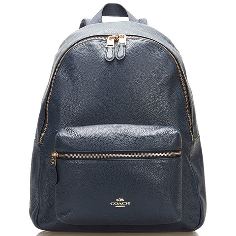 コーチ リュック バックパック ネイビー レザー レディース COACH 【中古】