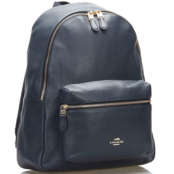 コーチ リュック バックパック ネイビー レザー レディース COACH 【中古】