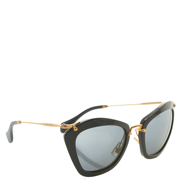 ミュウ ミュウ サングラス SMU10N ブラック ゴールド プラスチック メッキ レディース Miu Miu 【中古】