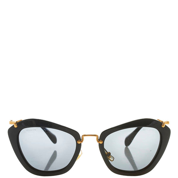 ミュウ ミュウ サングラス SMU10N ブラック ゴールド プラスチック メッキ レディース Miu Miu 【中古】