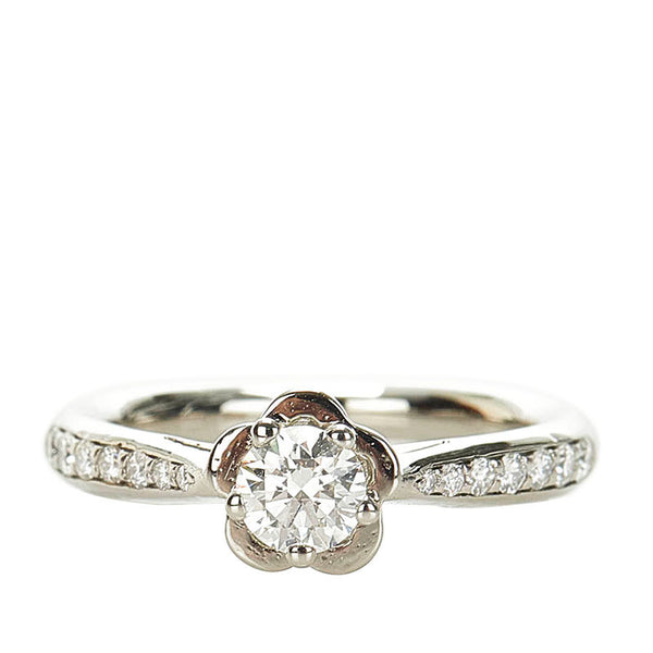 シャネル カメリア ハーフサークル リング 指輪 Pt950 プラチナ レディース CHANEL 【中古】