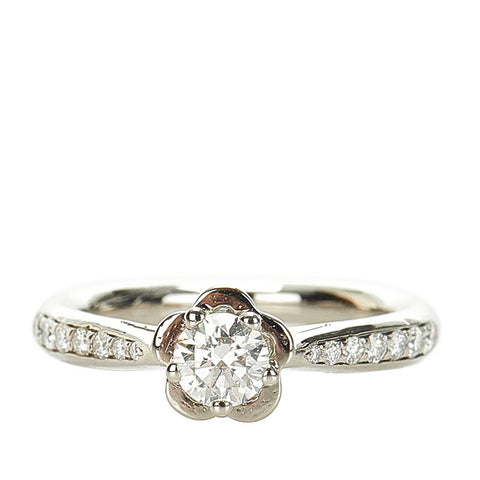 シャネル カメリア ハーフサークル リング 指輪 Pt950 プラチナ レディース CHANEL 【中古】