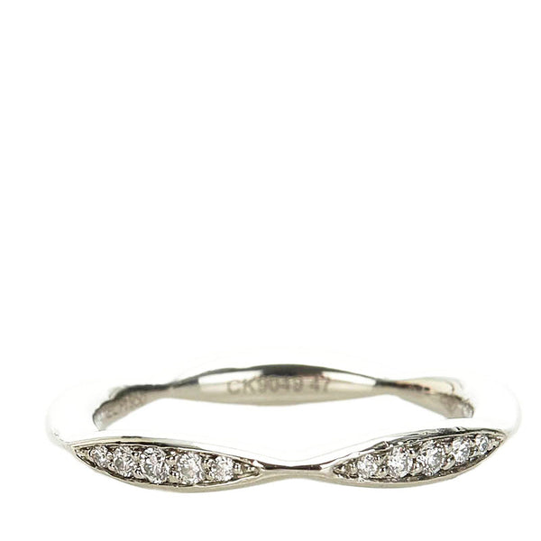 シャネル カメリア  ハーフエタニティ  リング 指輪 Pt950 プラチナ レディース CHANEL 【中古】