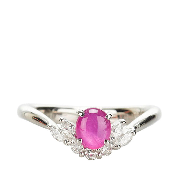 ノーブランド Pt900 プラチナ スタールビー1.06ct ダイヤ0.23ct リング 指輪 レディース no brand 12号 【中古】