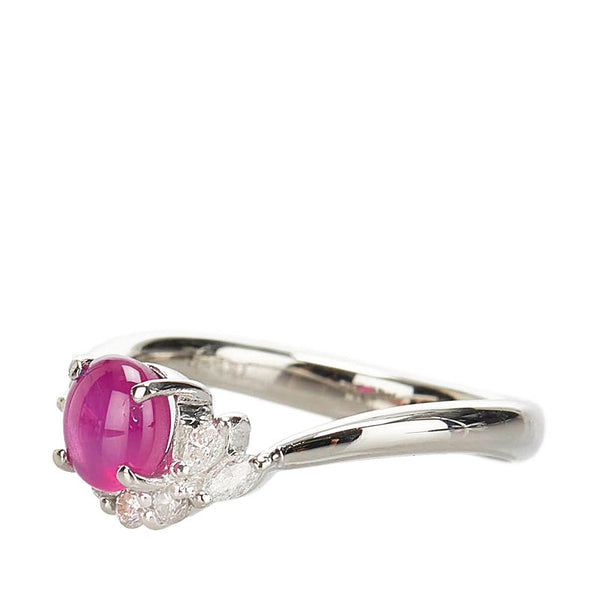 ノーブランド Pt900 プラチナ スタールビー1.06ct ダイヤ0.23ct リング 指輪 レディース no brand 12号 【中古】