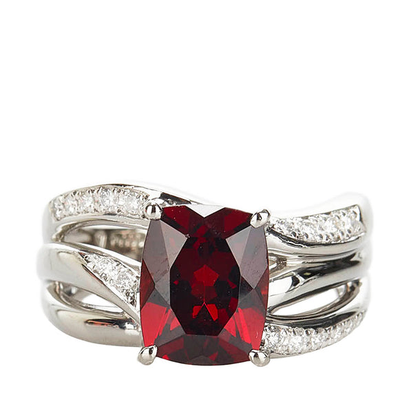 ノーブランド Pt900 プラチナ ガーネット3.00ct ダイヤ0.17ct リング 指輪 レディース no brand 11.5号 【中古】
