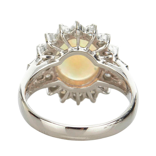 Pt900 プラチナ オパール1.27ct ダイヤ0.64ct カボション リング 指輪 レディース 10号 【中古】