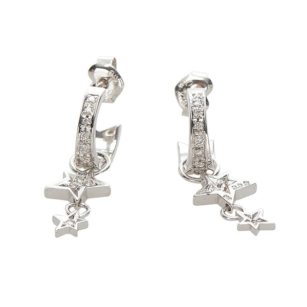 スタージュエリー K18WG ホワイトゴールド ダイヤ0.14ct スター ピアス レディース STAR JEWELRY 【中古】