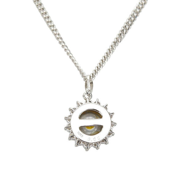 Pt900 プラチナ Pt850 プラチナ パール9.5mm ダイヤ0.80ct ネックレス レディース 【中古】