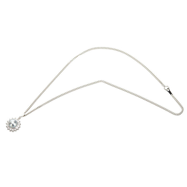 Pt900 プラチナ Pt850 プラチナ パール9.5mm ダイヤ0.80ct ネックレス レディース 【中古】