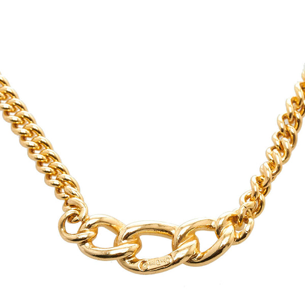 クリスチャンディオール ラインストーン チェーンネックレス ゴールド メッキ レディース Christian Dior 【中古】