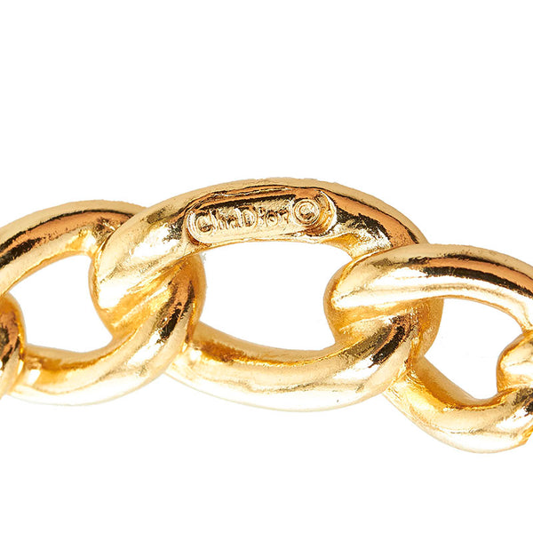 クリスチャンディオール ラインストーン チェーンネックレス ゴールド メッキ レディース Christian Dior 【中古】