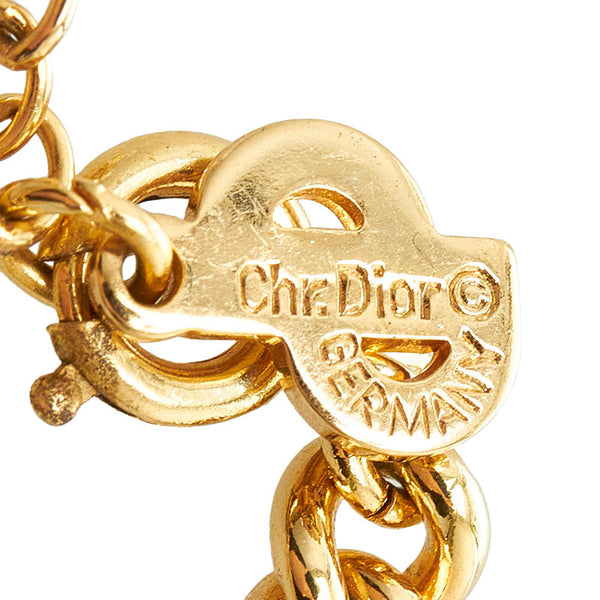 クリスチャンディオール ラインストーン チェーンネックレス ゴールド メッキ レディース Christian Dior 【中古】
