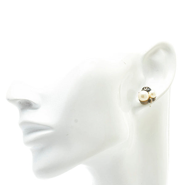 シャネル ココマーク ラインストーン ピアス シルバー メタル フェイクパール レディース CHANEL 【中古】