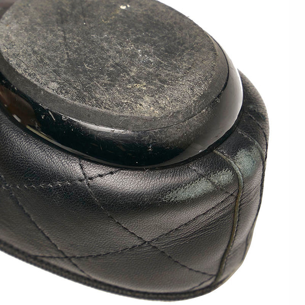 シャネル カンボンライン フラットシューズ ブラック ホワイト レザー レディース CHANEL 【中古】