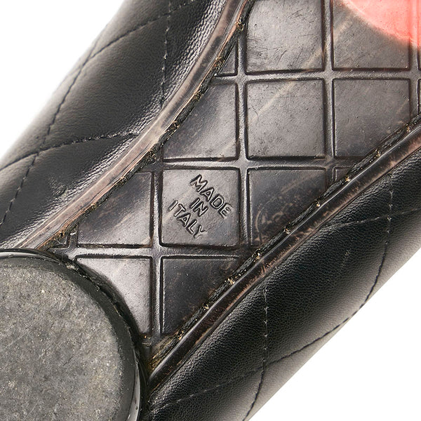 シャネル カンボンライン フラットシューズ ブラック ホワイト レザー レディース CHANEL 【中古】