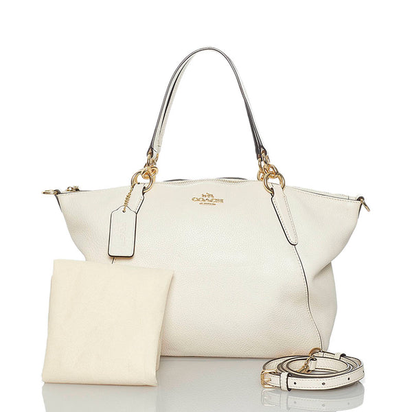 コーチ ペブルドレザー スモール ケルシーサッチェル ハンドバッグ ショルダーバッグ 2WAY ホワイト レザー レディース COACH 【中古】