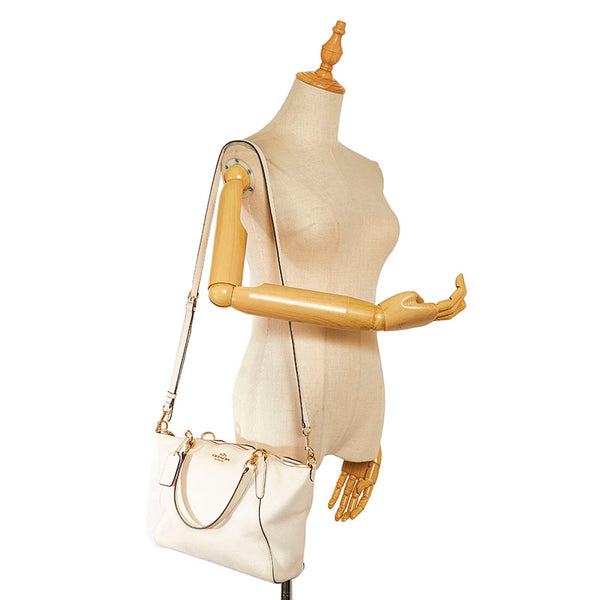 コーチ ペブルドレザー スモール ケルシーサッチェル ハンドバッグ ショルダーバッグ 2WAY ホワイト レザー レディース COACH 【中古】