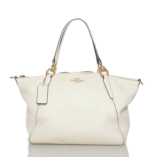 コーチ ペブルドレザー スモール ケルシーサッチェル ハンドバッグ ショルダーバッグ 2WAY ホワイト レザー レディース COACH 【中古】