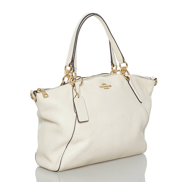 コーチ ペブルドレザー スモール ケルシーサッチェル ハンドバッグ ショルダーバッグ 2WAY ホワイト レザー レディース COACH 【中古】