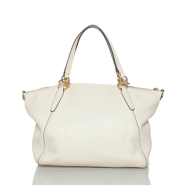 コーチ ペブルドレザー スモール ケルシーサッチェル ハンドバッグ ショルダーバッグ 2WAY ホワイト レザー レディース COACH 【中古】