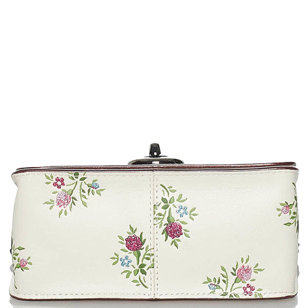 コーチ 花 フラワー チェーリップ チェーン ショルダーバッグ  ホワイト アイボリー レザー レディース COACH 【中古】