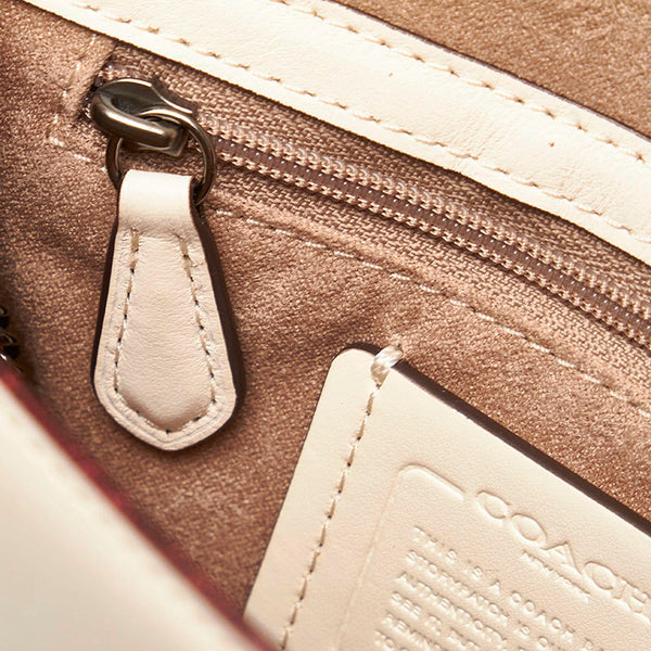 コーチ 花 フラワー チェーリップ チェーン ショルダーバッグ  ホワイト アイボリー レザー レディース COACH 【中古】