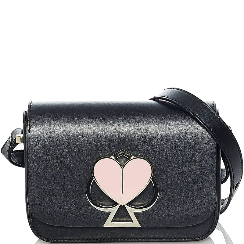 ケイトスペード スペード ハート ショルダーバッグ ブラック レザー レディース Kate Spade 【中古】